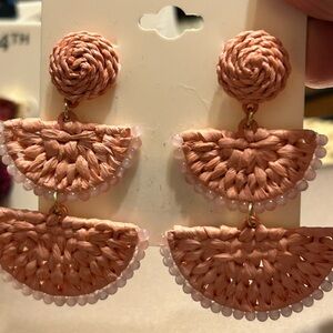 Pink Scalloped Earrings with Intricate Texture
